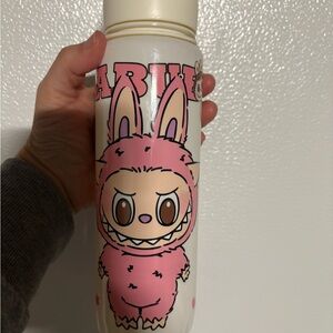Cute Pink and White Labubu water bottle plastic